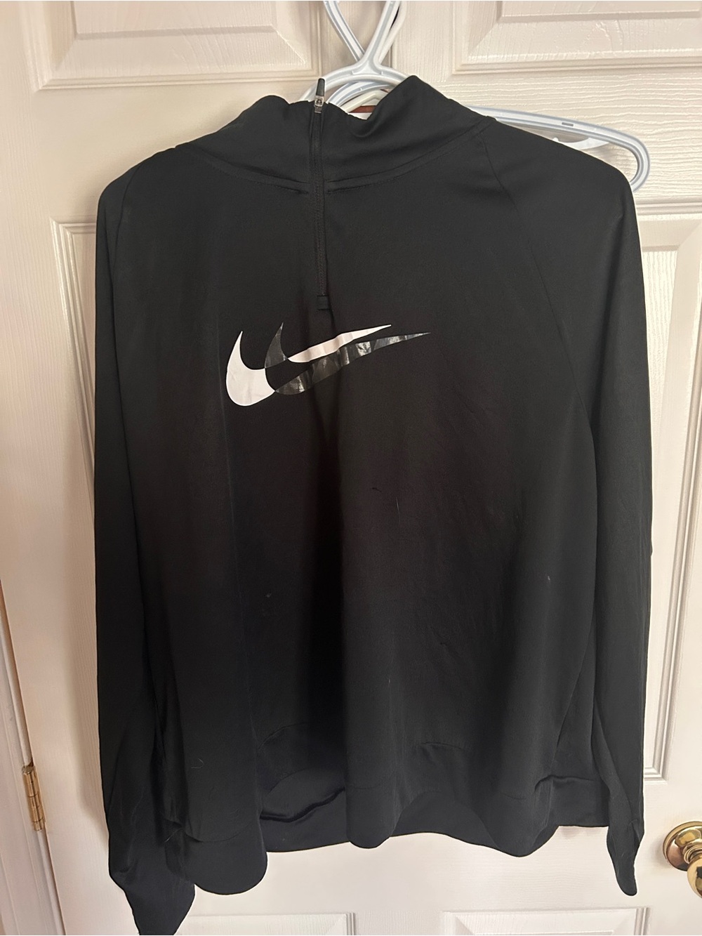 Nike Men’s Black Half-Zip Pullover with White Swoosh
